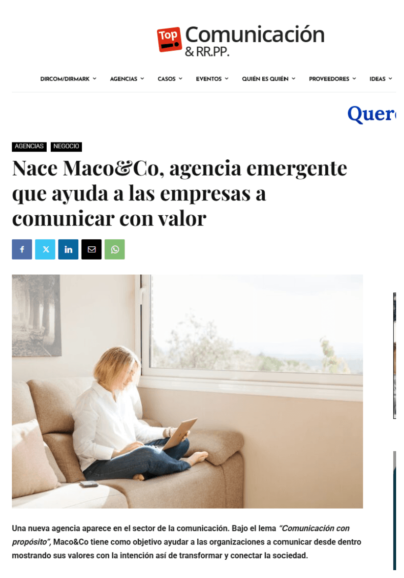 Artículo de Top Comunicación - Maco&Co: Agencia emergente especializada en comunicación empresarial